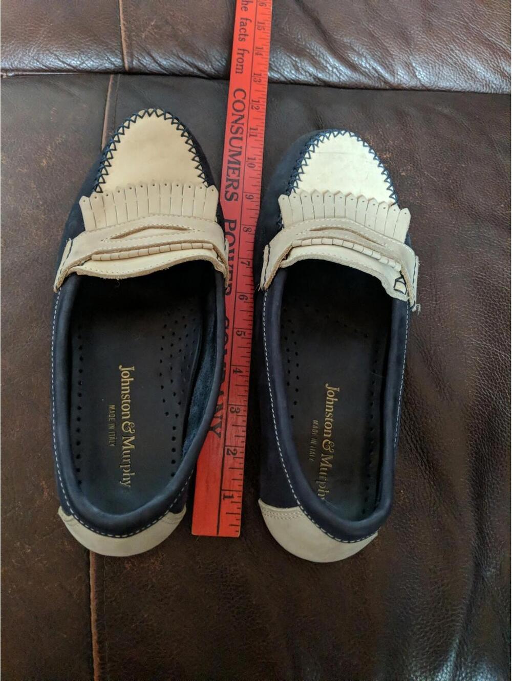 Johnson & Murphy Mens shoes Size 9 Dark Blue w/White Accents